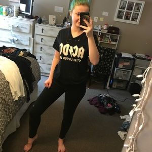 Distressed AC/DC top